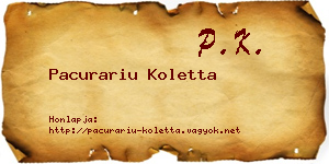 Pacurariu Koletta névjegykártya